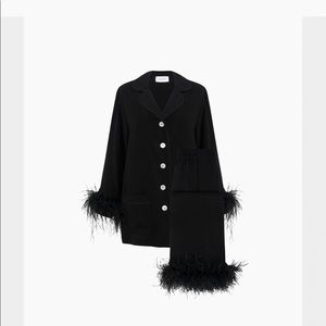 Sleeper. Party Pajamas Set with Double Feathers. Black. XS